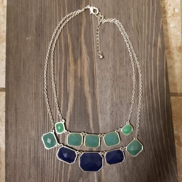 3/$30 Teal and Blue statement necklace - Picture 3 of 3